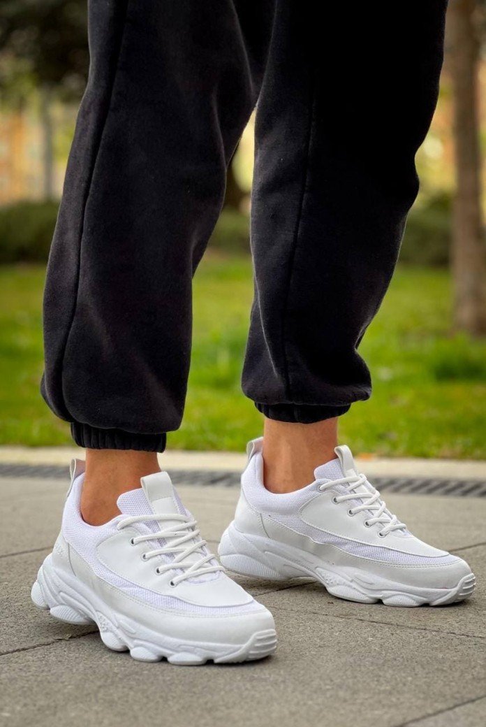 KB707 Erkek Günlük Bağcıklı Cilt Triko Spor Sneaker Ayakkabı CTBT - Beyaz KB707 Erkek Günlük Bağcıklı Cilt Triko Spor Sneaker Ayakkabı CTBT - Beyaz