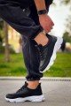 KB707 Erkek Günlük Bağcıklı Cilt Triko Spor Sneaker Ayakkabı CTBT - Siyah – Kuback Erkek Ayakkabı