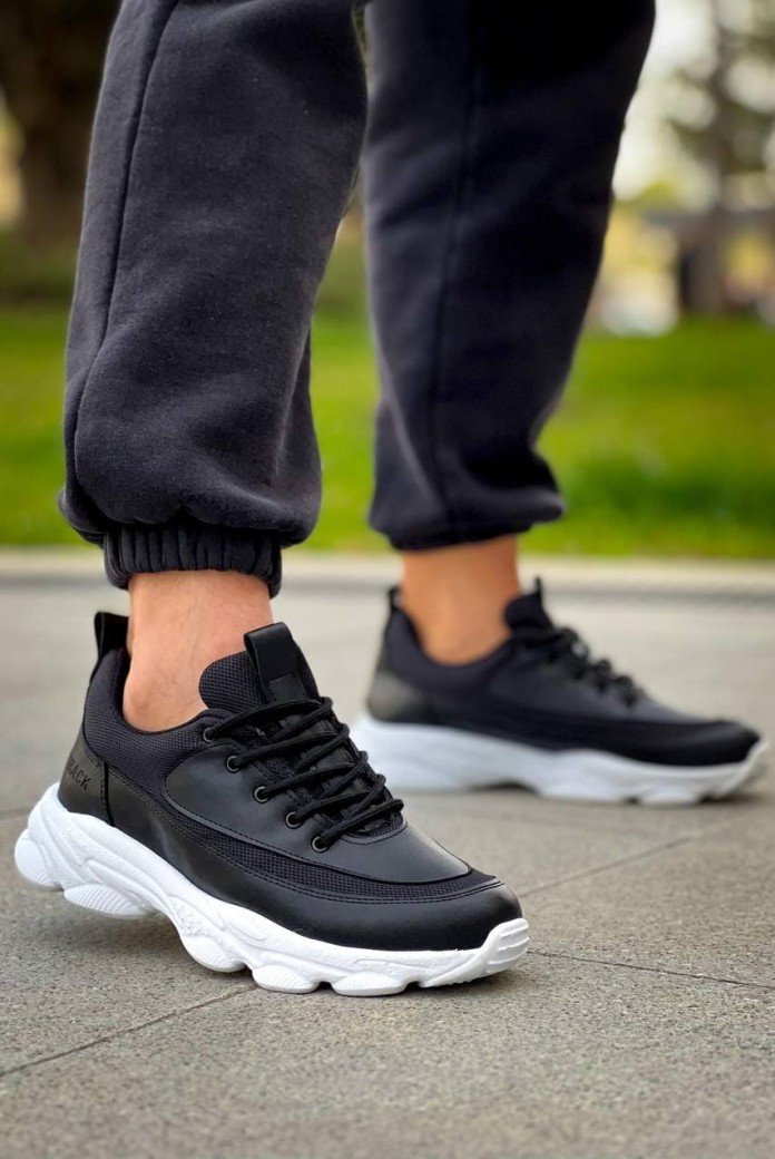 KB707 Erkek Günlük Bağcıklı Cilt Triko Spor Sneaker Ayakkabı CTBT - Siyah KB707 Erkek Günlük Bağcıklı Cilt Triko Spor Sneaker Ayakkabı CTBT - Siyah