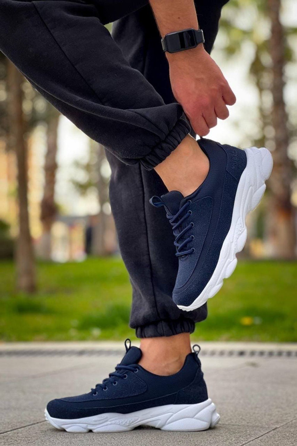KB707 Erkek Günlük Bağcıklı Süet Triko Spor Sneaker Ayakkabı STBT - Lacivert – Kuback Erkek Ayakkabı