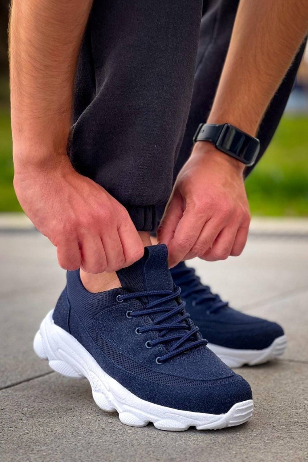 KB707 Erkek Günlük Bağcıklı Süet Triko Spor Sneaker Ayakkabı STBT - Lacivert – Kuback Erkek Ayakkabı