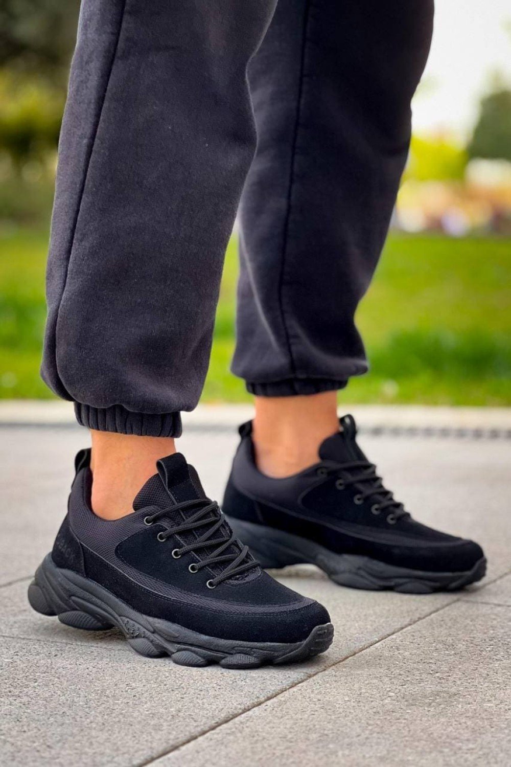 KB707 Erkek Günlük Bağcıklı Süet Triko Spor Sneaker Ayakkabı STST - Siyah – Kuback Erkek Ayakkabı
