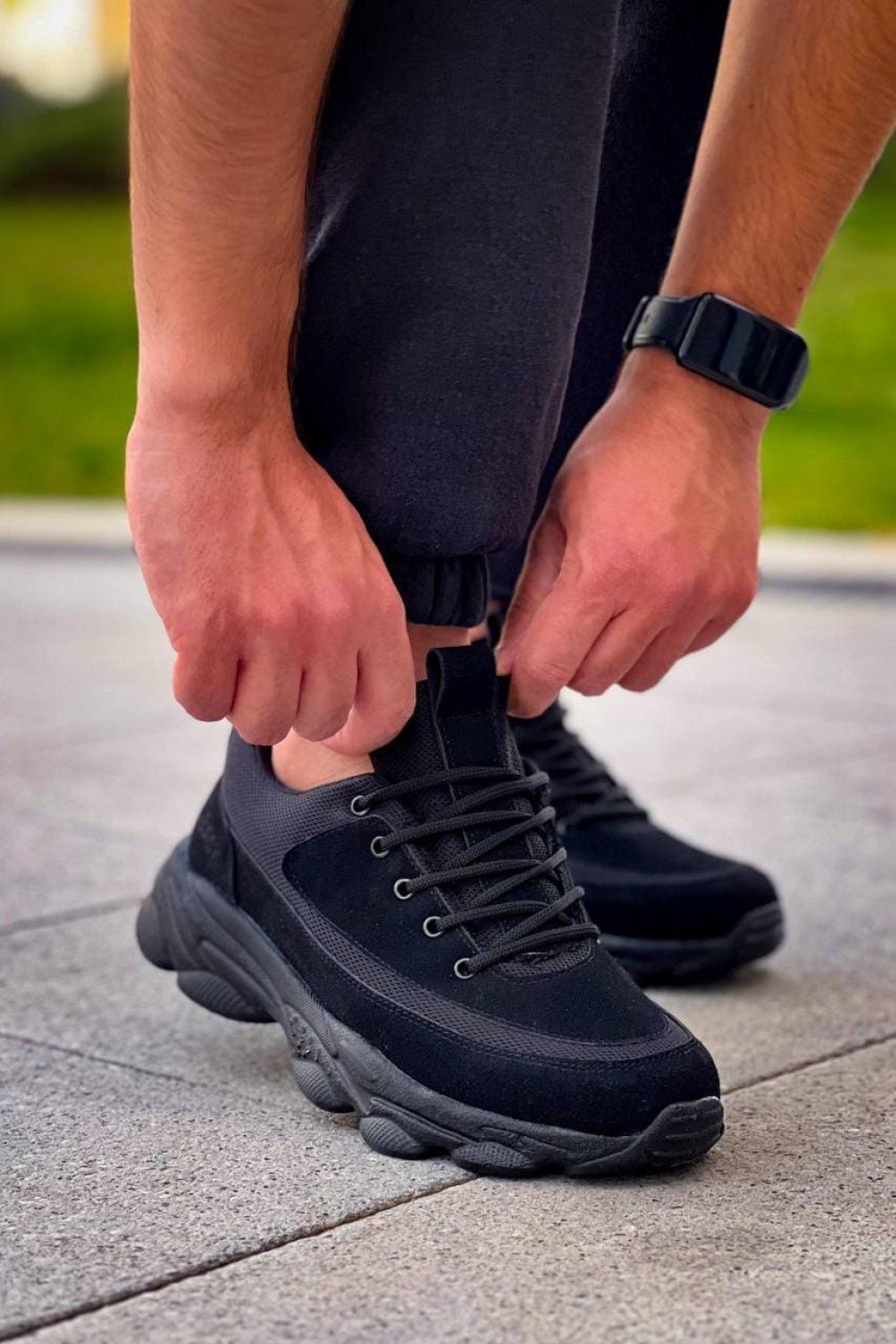KB707 Erkek Günlük Bağcıklı Süet Triko Spor Sneaker Ayakkabı STST - Siyah – Kuback Erkek Ayakkabı