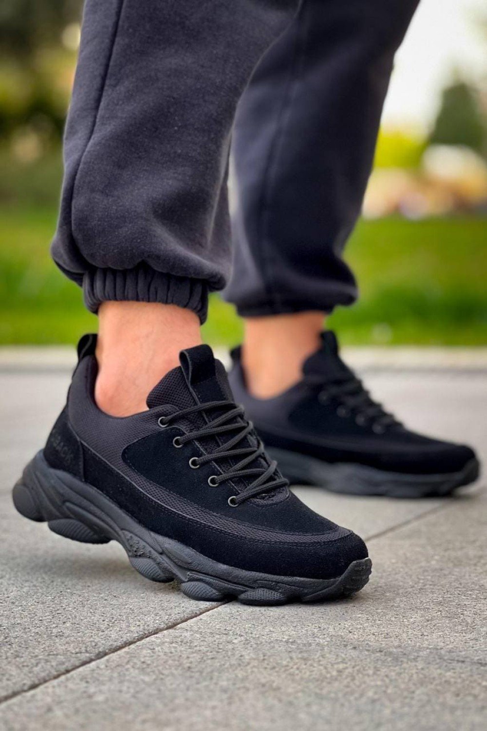 KB707 Erkek Günlük Bağcıklı Süet Triko Spor Sneaker Ayakkabı STST - Siyah – Kuback Erkek Ayakkabı