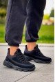 KB707 Erkek Günlük Bağcıklı Süet Triko Spor Sneaker Ayakkabı STST - Siyah