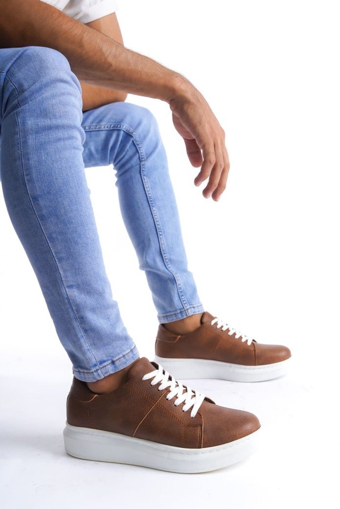 SLW151 Boost Erkek Günlük Bağcıklı Cilt Spor Sneaker Ayakkabı CBT - Taba SLW151 Boost Erkek Günlük Bağcıklı Cilt Spor Sneaker Ayakkabı CBT - Taba