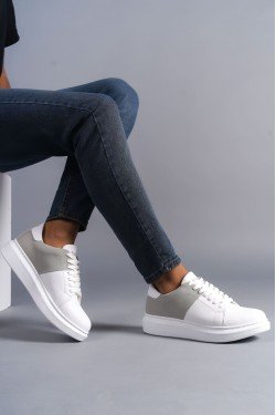 SLW151 Boost Erkek Günlük Bağcıklı Cilt Süet Spor Sneaker Ayakkabı CSBT - Beyaz/Gri SLW151 Boost Erkek Günlük Bağcıklı Cilt Süet Spor Sneaker Ayakkabı CSBT - Beyaz/Gri