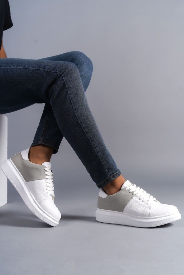 SLW151 Boost Erkek Günlük Bağcıklı Cilt Süet Spor Sneaker Ayakkabı CSBT - Beyaz/Gri SLW151 Boost Erkek Günlük Bağcıklı Cilt Süet Spor Sneaker Ayakkabı CSBT - Beyaz/Gri