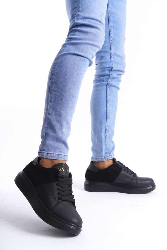 SLW151 Boost Erkek Günlük Bağcıklı Cilt Süet Spor Sneaker Ayakkabı CSST - Siyah SLW151 Boost Erkek Günlük Bağcıklı Cilt Süet Spor Sneaker Ayakkabı CSST - Siyah