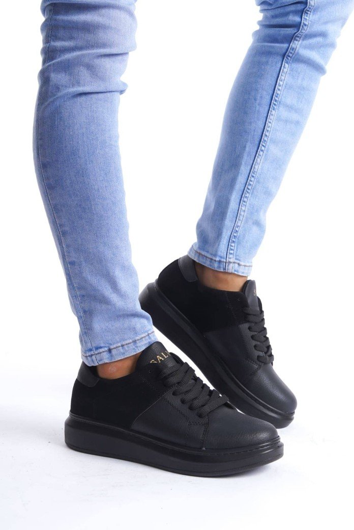 SLW151 Boost Erkek Günlük Bağcıklı Cilt Süet Spor Sneaker Ayakkabı CSST - Siyah SLW151 Boost Erkek Günlük Bağcıklı Cilt Süet Spor Sneaker Ayakkabı CSST - Siyah