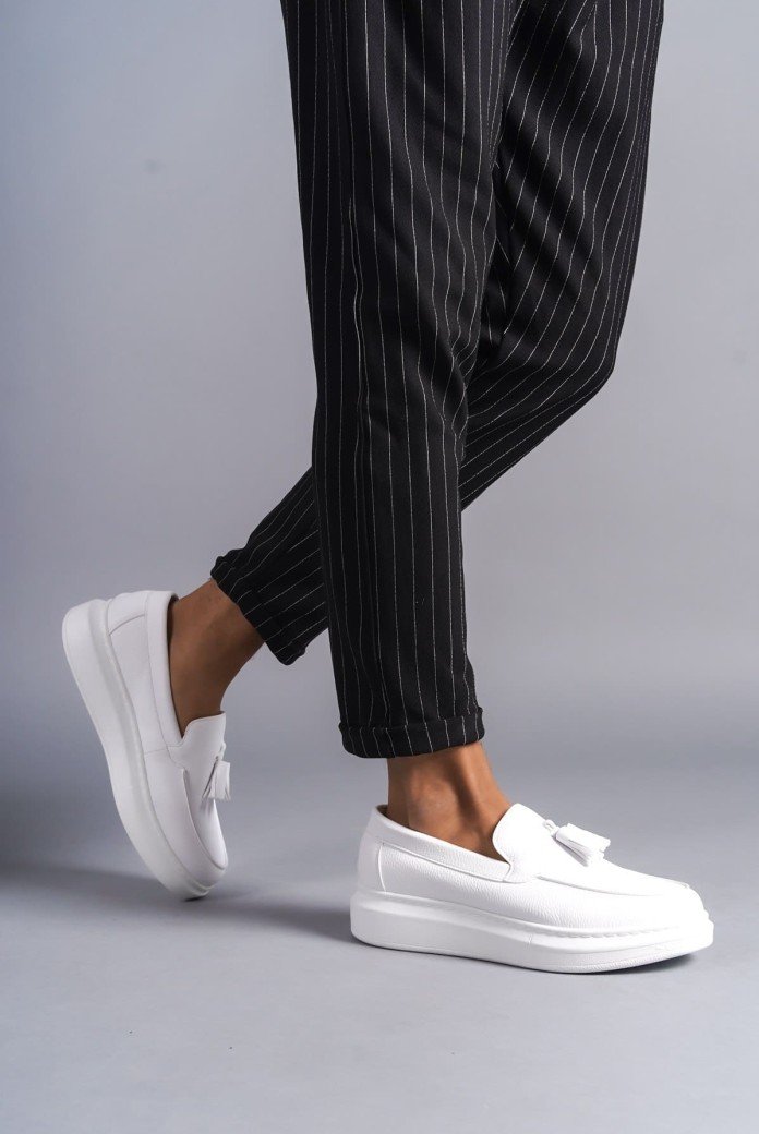 SLW154 Blaze Erkek Günlük Bağcıksız Corcik Cilt Klasik Ayakkabı CBT - Beyaz SLW154 Blaze Erkek Günlük Bağcıksız Corcik Cilt Klasik Ayakkabı CBT - Beyaz