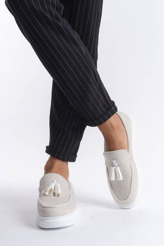 SLW154 Blaze Erkek Günlük Bağcıksız Corcik Keten Klasik Ayakkabı KBT - Beyaz SLW154 Blaze Erkek Günlük Bağcıksız Corcik Keten Klasik Ayakkabı KBT - Beyaz