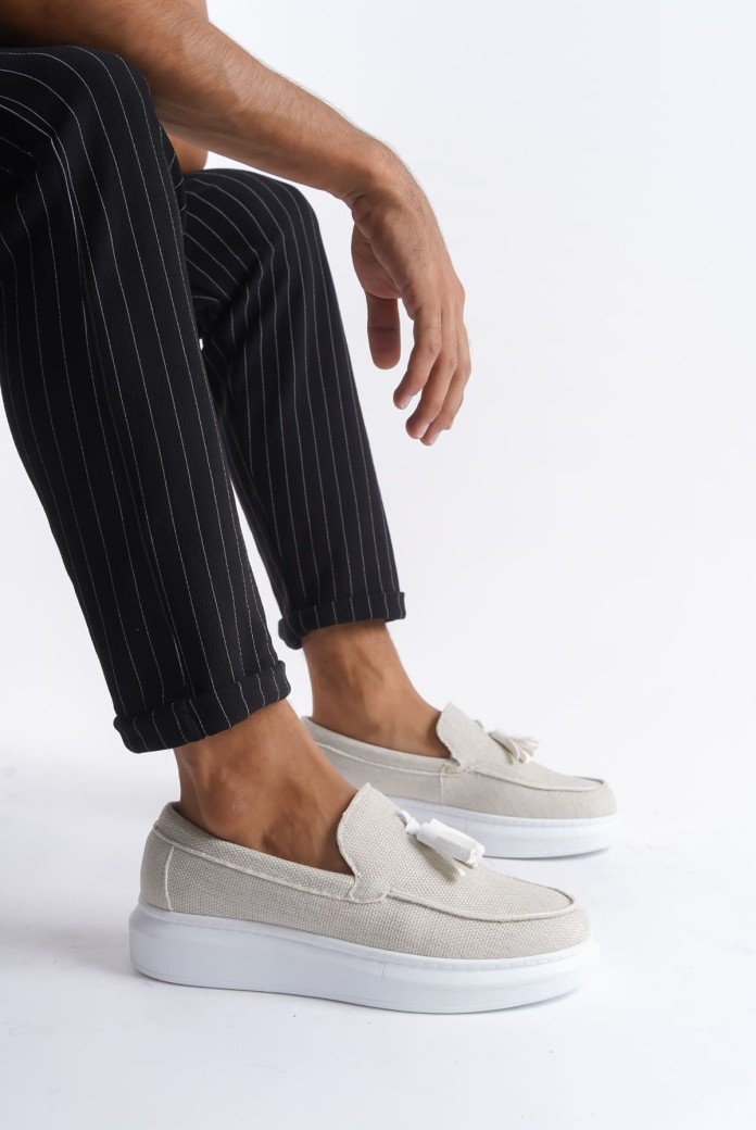 SLW154 Blaze Erkek Günlük Bağcıksız Corcik Keten Klasik Ayakkabı KBT - Beyaz SLW154 Blaze Erkek Günlük Bağcıksız Corcik Keten Klasik Ayakkabı KBT - Beyaz