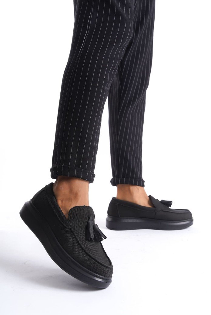 SLW154 Blaze Erkek Günlük Bağcıksız Corcik Keten Klasik Ayakkabı KST - Siyah SLW154 Blaze Erkek Günlük Bağcıksız Corcik Keten Klasik Ayakkabı KST - Siyah