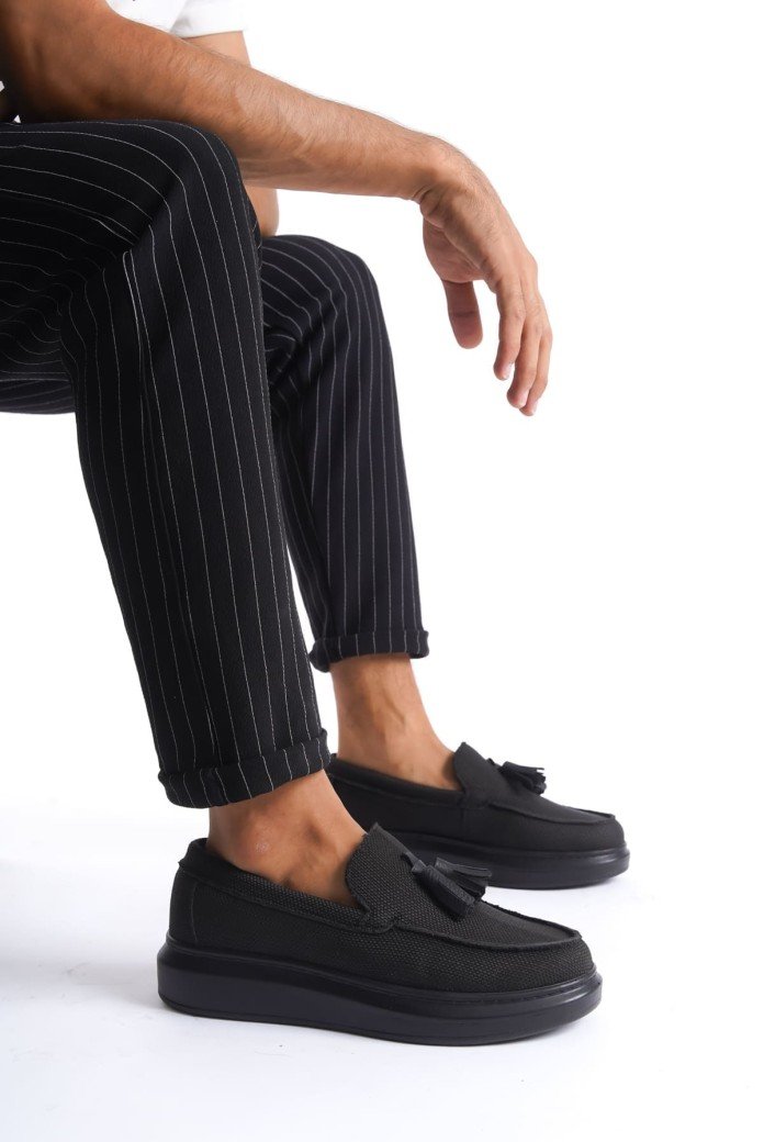 SLW154 Blaze Erkek Günlük Bağcıksız Corcik Keten Klasik Ayakkabı KST - Siyah SLW154 Blaze Erkek Günlük Bağcıksız Corcik Keten Klasik Ayakkabı KST - Siyah