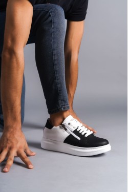 SLW155 Warrior Erkek Günlük Bağcıklı Fermuarlı Cilt Spor Sneaker Ayakkabı CBT - Beyaz/Siyah SLW155 Warrior Erkek Günlük Bağcıklı Fermuarlı Cilt Spor Sneaker Ayakkabı CBT - Beyaz/Siyah