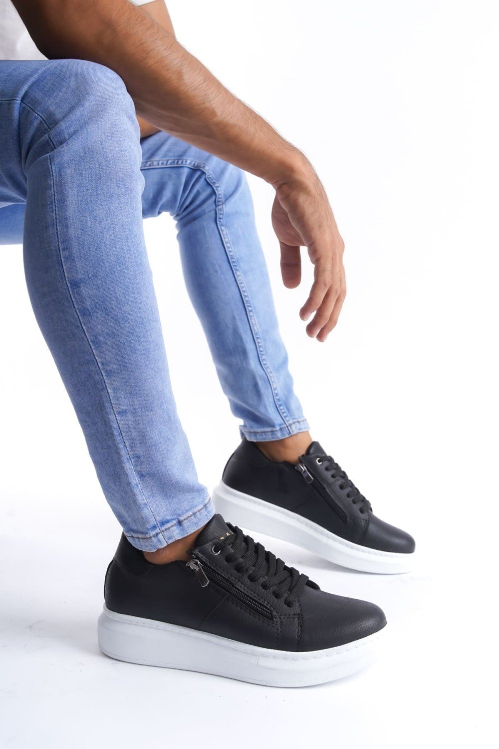 SLW155 Warrior Erkek Günlük Bağcıklı Fermuarlı Cilt Spor Sneaker Ayakkabı CBT - Siyah Erkek Ayakkabı SLW155 Warrior Erkek Günlük Bağcıklı Fermuarlı Cilt Spor Sneaker Ayakkabı CBT - Siyah – Salwo Erkek Ayakkabı
