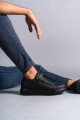 SLW155 Warrior Erkek Günlük Bağcıklı Fermuarlı Cilt Spor Sneaker Ayakkabı CST - Siyah – Salwo Erkek Ayakkabı