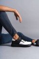 SLW155 Warrior Erkek Günlük Bağcıklı Fermuarlı Cilt Spor Sneaker Ayakkabı CST - Siyah/Beyaz – Salwo Erkek Ayakkabı