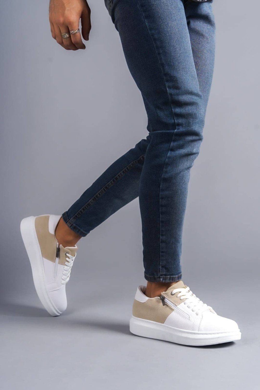 SLW155 Warrior Erkek Günlük Bağcıklı Fermuarlı Cilt Süet Spor Sneaker Ayakkabı CSBT - Beyaz/Krem Erkek Ayakkabı SLW155 Warrior Erkek Günlük Bağcıklı Fermuarlı Cilt Süet Spor Sneaker Ayakkabı CSBT - Beyaz/Krem – Salwo Erkek Ayakkabı