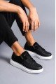 SLW155 Warrior Erkek Günlük Bağcıklı Fermuarlı Cilt Süet Spor Sneaker Ayakkabı CSBT - Siyah