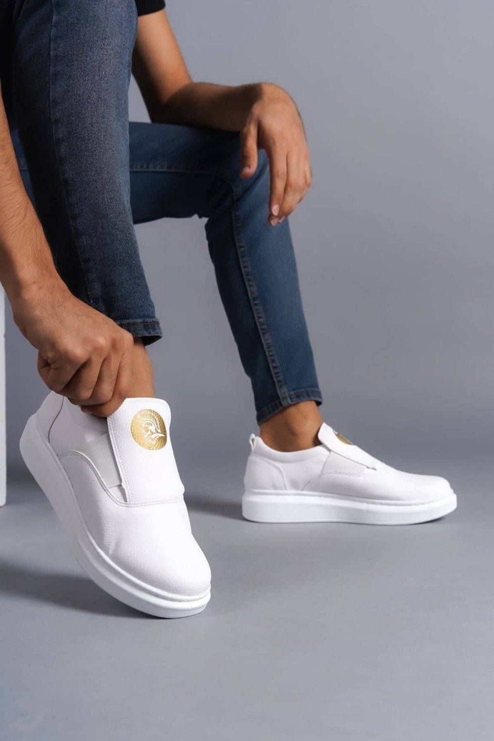SLW161 Hippo Erkek Günlük Bağcıksız Cilt Spor Sneaker Ayakkabı CBT - Beyaz Erkek Ayakkabı SLW161 Hippo Erkek Günlük Bağcıksız Cilt Spor Sneaker Ayakkabı CBT - Beyaz – Salwo Erkek Ayakkabı