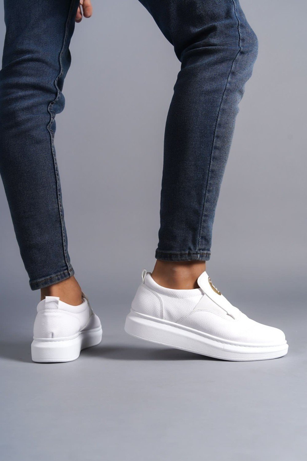 SLW161 Hippo Erkek Günlük Bağcıksız Cilt Spor Sneaker Ayakkabı CBT - Beyaz Erkek Ayakkabı SLW161 Hippo Erkek Günlük Bağcıksız Cilt Spor Sneaker Ayakkabı CBT - Beyaz – Salwo Erkek Ayakkabı