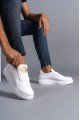 SLW161 Hippo Erkek Günlük Bağcıksız Cilt Spor Sneaker Ayakkabı CBT - Beyaz