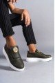 SLW161 Hippo Erkek Günlük Bağcıksız Cilt Spor Sneaker Ayakkabı CBT - Haki