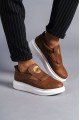 SLW161 Hippo Erkek Günlük Bağcıksız Cilt Spor Sneaker Ayakkabı CBT - Taba
