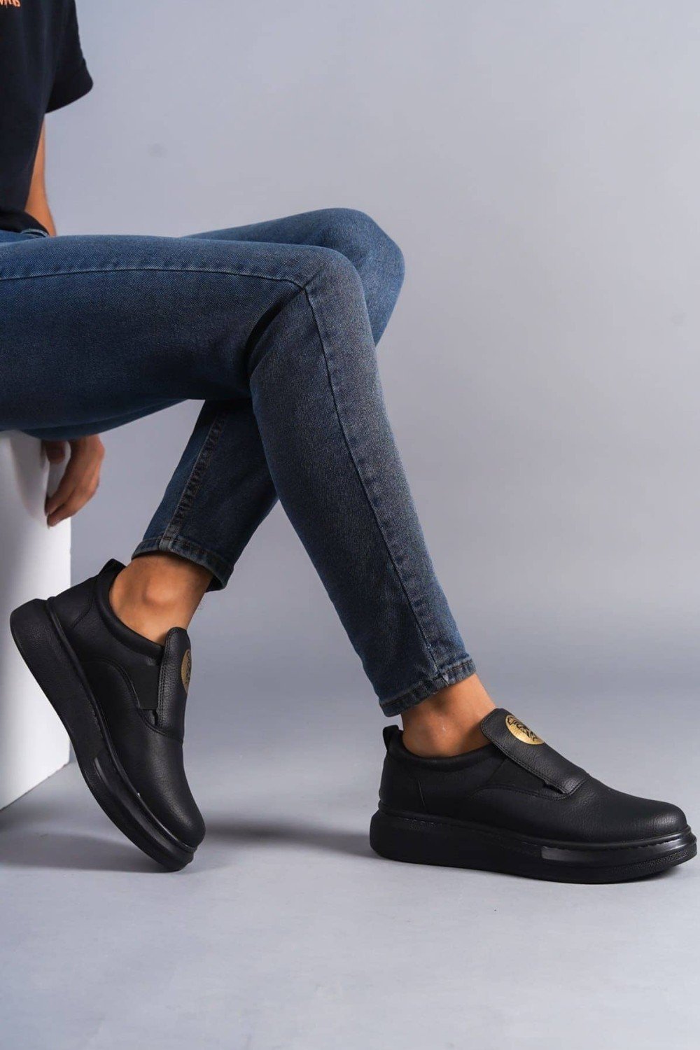 SLW161 Hippo Erkek Günlük Bağcıksız Cilt Spor Sneaker Ayakkabı CST - Siyah Erkek Ayakkabı SLW161 Hippo Erkek Günlük Bağcıksız Cilt Spor Sneaker Ayakkabı CST - Siyah – Salwo Erkek Ayakkabı