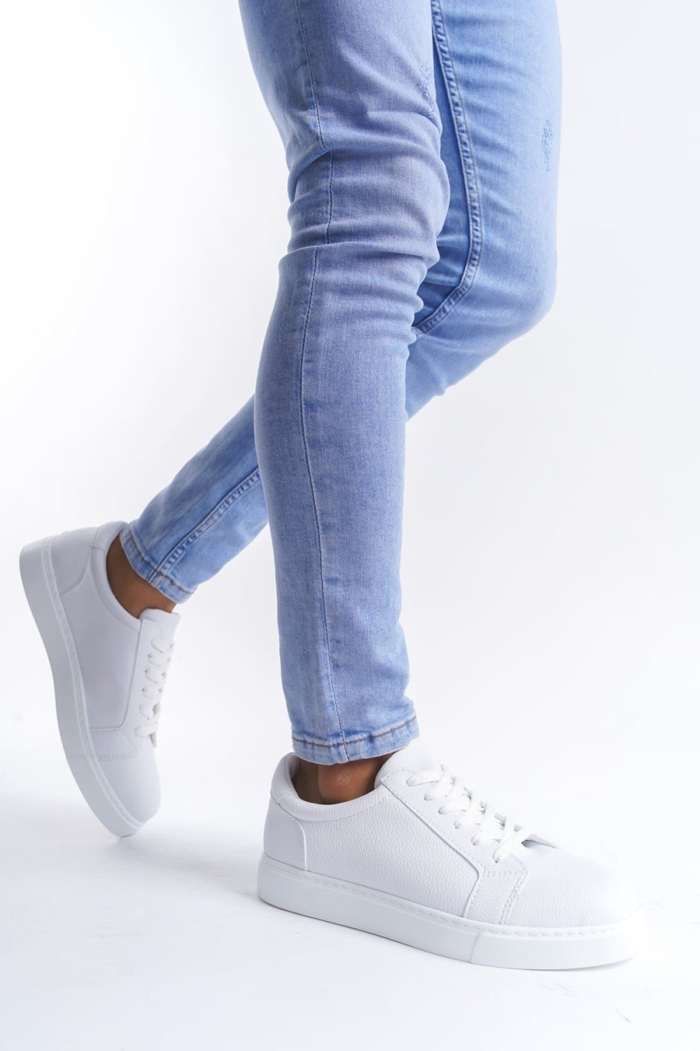 SLW165 Elite Erkek Günlük Bağcıklı Cilt Spor Sneaker Ayakkabı CBT - Beyaz – Salwo Erkek Ayakkabı