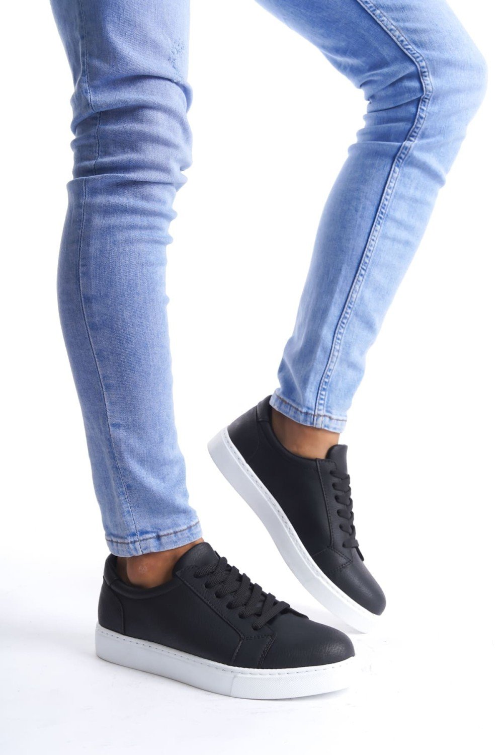 SLW165 Elite Erkek Günlük Bağcıklı Cilt Spor Sneaker Ayakkabı CBT - Siyah – Salwo Erkek Ayakkabı