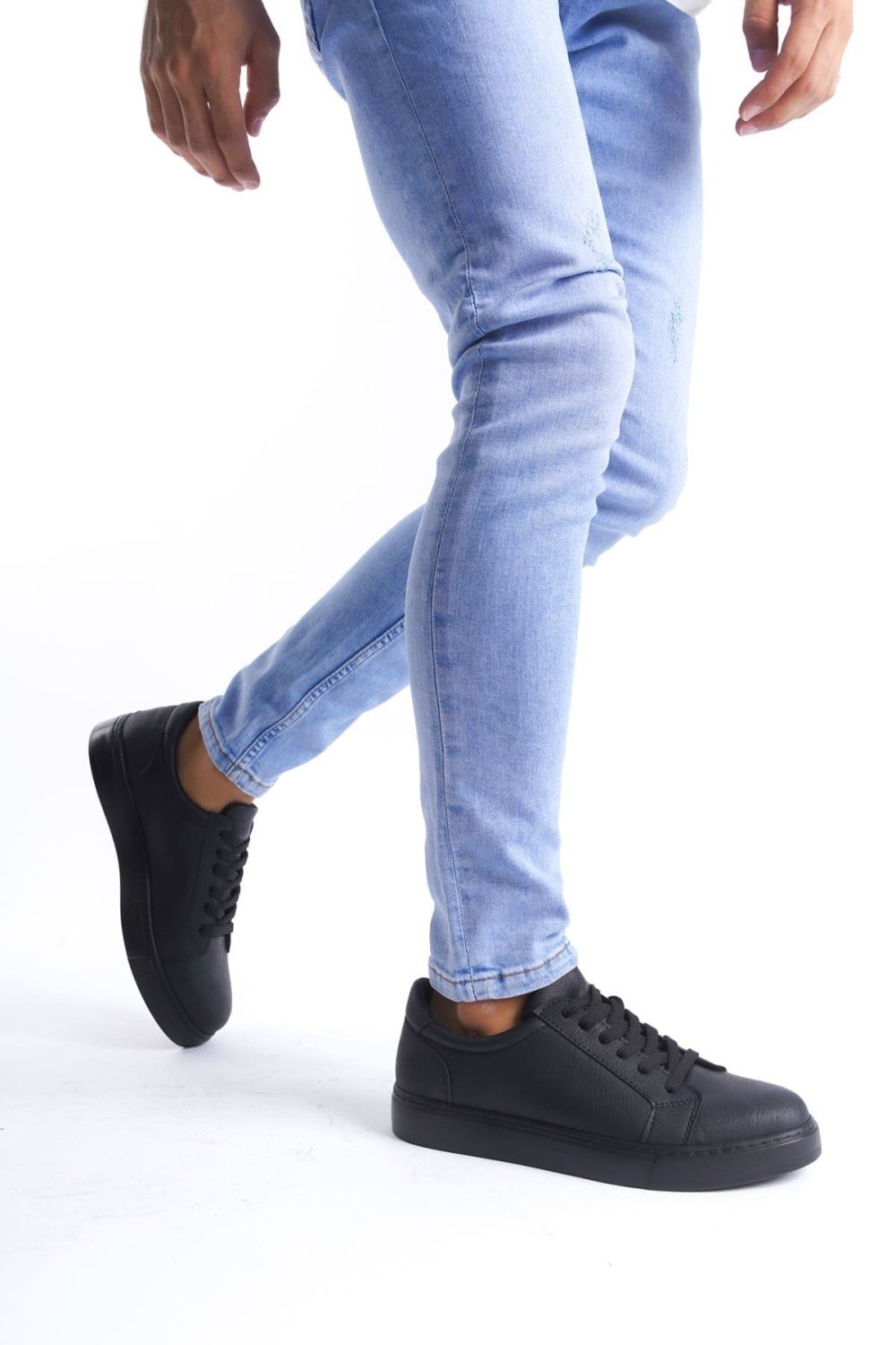 SLW165 Elite Erkek Günlük Bağcıklı Cilt Spor Sneaker Ayakkabı CST - Siyah – Salwo Erkek Ayakkabı