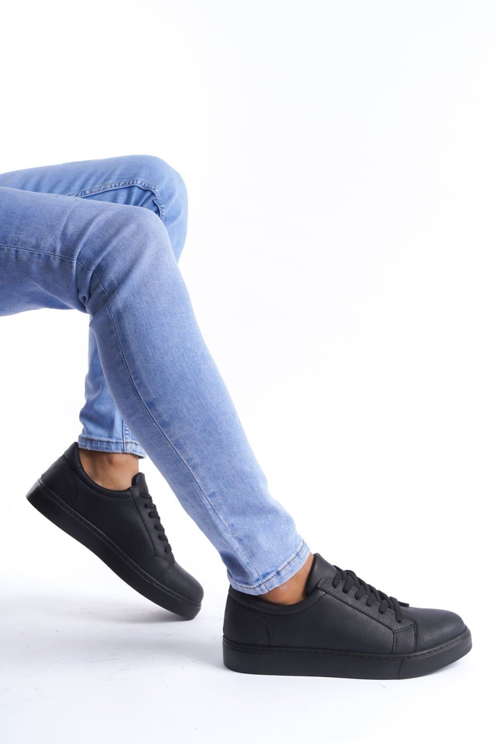 SLW165 Elite Erkek Günlük Bağcıklı Cilt Spor Sneaker Ayakkabı CST - Siyah – Salwo Erkek Ayakkabı