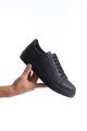 SLW165 Elite Erkek Günlük Bağcıklı Cilt Spor Sneaker Ayakkabı CST - Siyah – Salwo Erkek Ayakkabı
