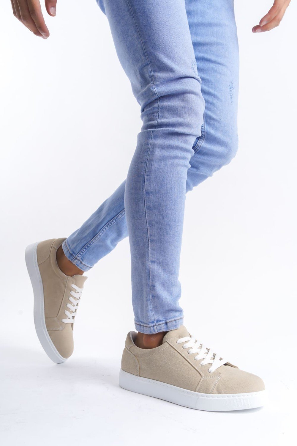 SLW165 Elite Erkek Günlük Bağcıklı Süet Spor Sneaker Ayakkabı SBT - Krem – Salwo Erkek Ayakkabı