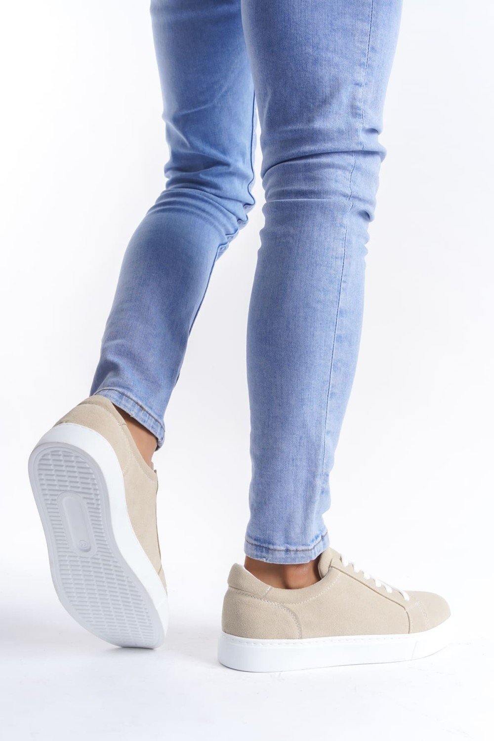 SLW165 Elite Erkek Günlük Bağcıklı Süet Spor Sneaker Ayakkabı SBT - Krem – Salwo Erkek Ayakkabı