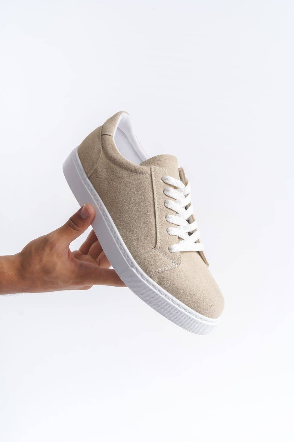 SLW165 Elite Erkek Günlük Bağcıklı Süet Spor Sneaker Ayakkabı SBT - Krem – Salwo Erkek Ayakkabı