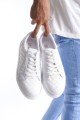 SLW166 Prestige Erkek Günlük Bağcıklı Kapitone Desenli Cilt Spor Sneaker Ayakkabı CBT - Beyaz – Salwo Erkek Ayakkabı