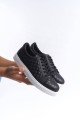 SLW166 Prestige Erkek Günlük Bağcıklı Kapitone Desenli Cilt Spor Sneaker Ayakkabı CBT - Siyah – Salwo Erkek Ayakkabı
