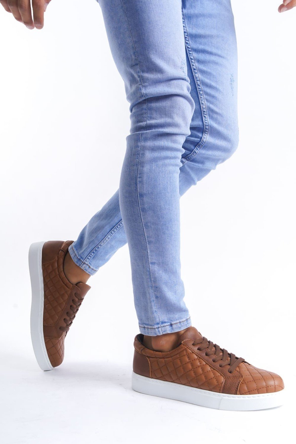 SLW166 Prestige Erkek Günlük Bağcıklı Kapitone Desenli Cilt Spor Sneaker Ayakkabı CBT - Taba – Salwo Erkek Ayakkabı