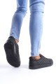SLW166 Prestige Erkek Günlük Bağcıklı Kapitone Desenli Cilt Spor Sneaker Ayakkabı CST - Siyah – Salwo Erkek Ayakkabı
