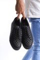 SLW166 Prestige Erkek Günlük Bağcıklı Kapitone Desenli Cilt Spor Sneaker Ayakkabı CST - Siyah – Salwo Erkek Ayakkabı