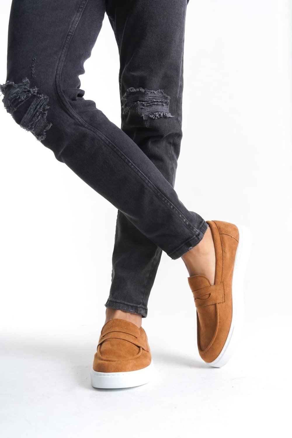 SLW180 Estilo X Erkek Günlük Bağcıksız Süet Klasik Ayakkabı SBT - Taba – Salwo Erkek Ayakkabı