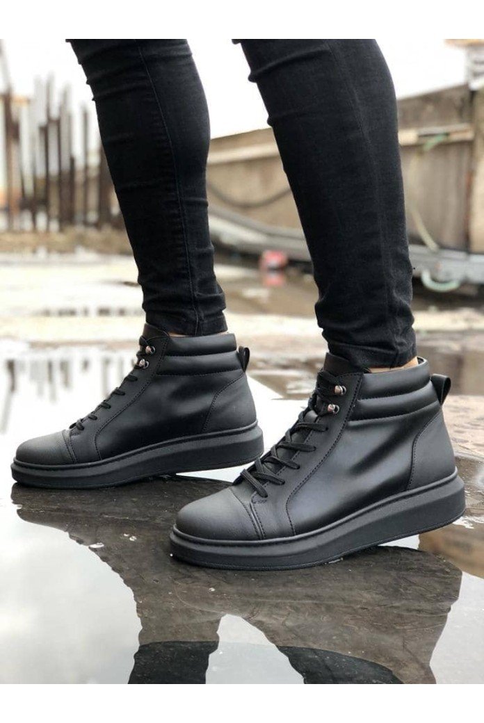 SLW202 Toronto Erkek Spor Günlük Bağcıklı Cilt Bot CST - Siyah