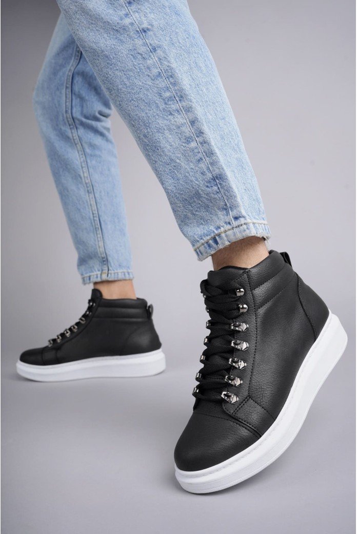 SLW206 Ottawa Erkek Spor Günlük Bağcıklı Cilt Bot CBT - Siyah