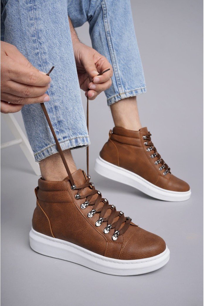 SLW206 Ottawa Erkek Spor Günlük Bağcıklı Cilt Bot CBT - Taba