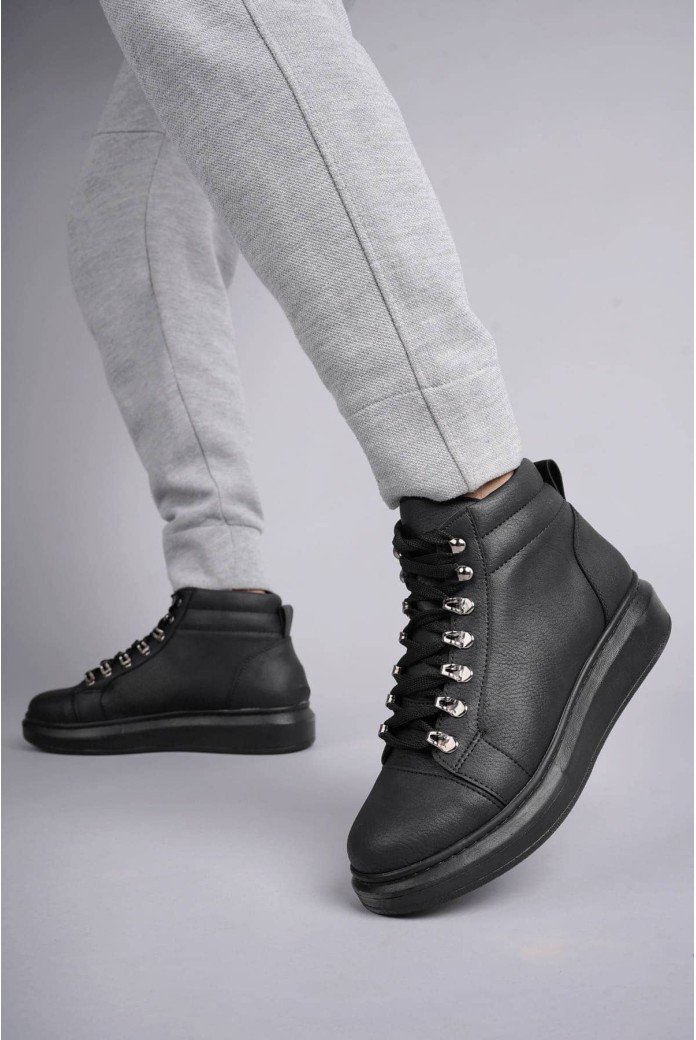 SLW206 Ottawa Erkek Spor Günlük Bağcıklı Cilt Bot CST - Siyah