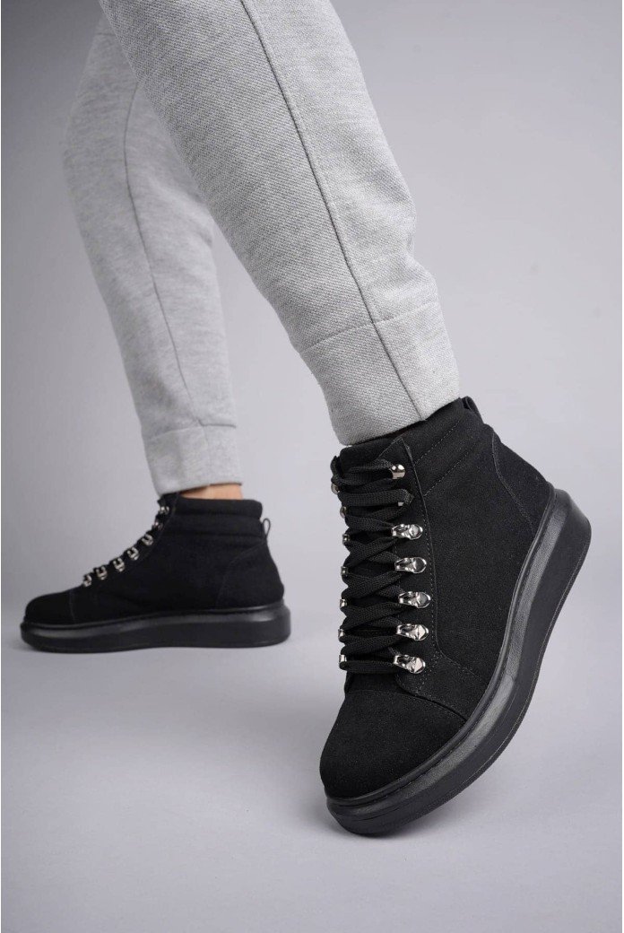 SLW206 Ottawa Erkek Spor Günlük Bağcıklı Süet Bot SST - Siyah